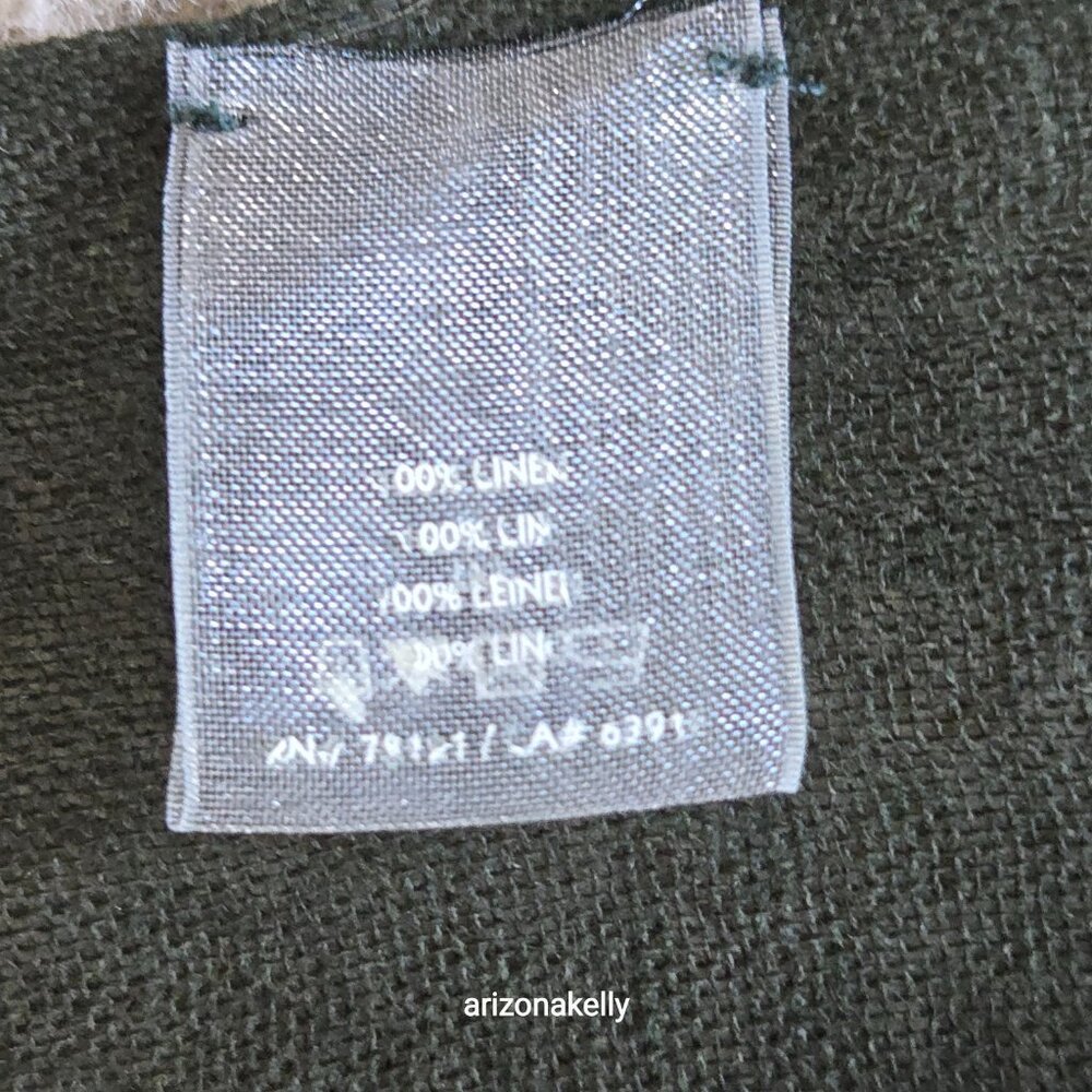 Eileen Fisher Linen Scarf Olive Green - Picture 7 of 10